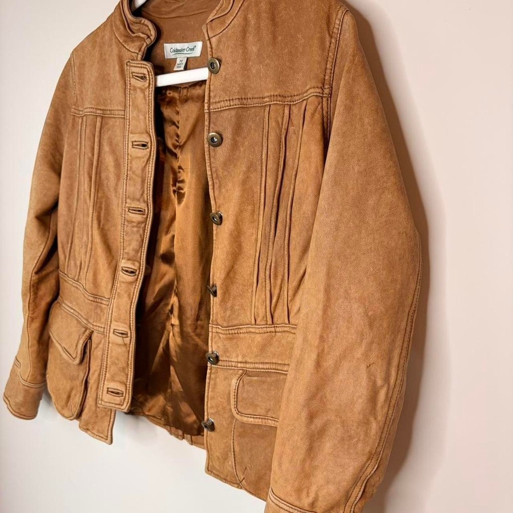 Vintage Coldwater Creek Tan leather Flight Jacket - Picture 2 of 8